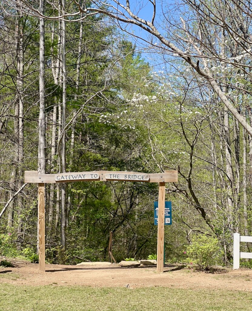 gateway to the bridge trail arch noting entrance to trail